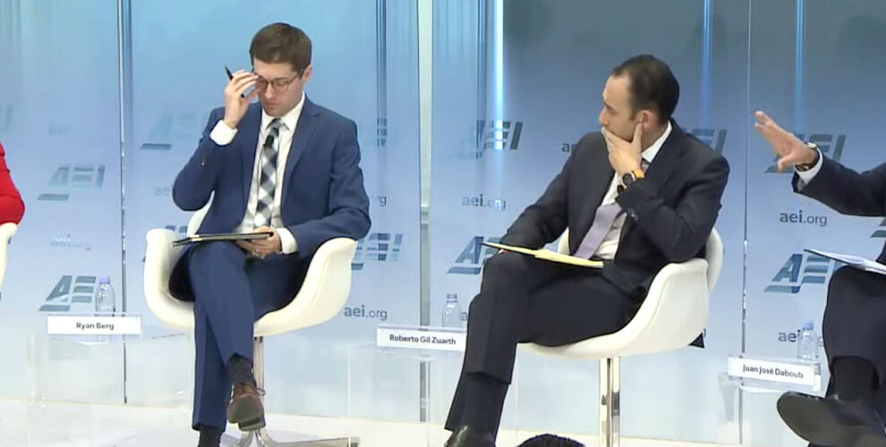 Panelists at AEI Event (from left): Celina Realuyo, Ryan Berg, Roberto Gil Zuarth, Juan José Daboub