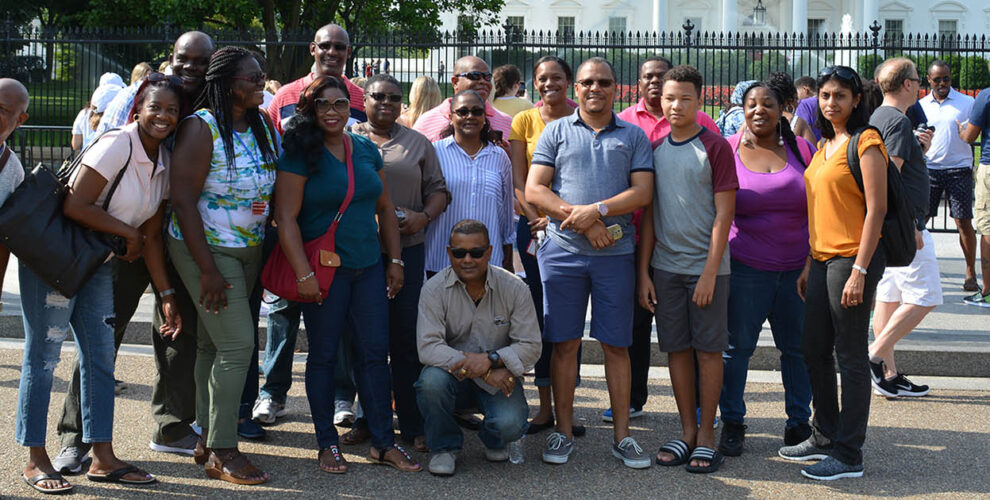 WJPC participants in front of tthe White House during a tour of Washington, DC