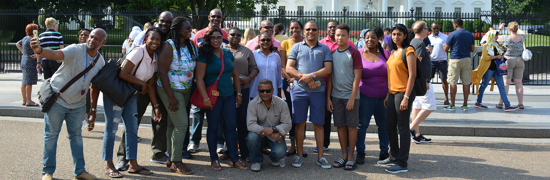 WJPC participants in front of tthe White House during a tour of Washington, DC