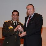 Director Wilkins presenting the Perry Award to General Mansilla